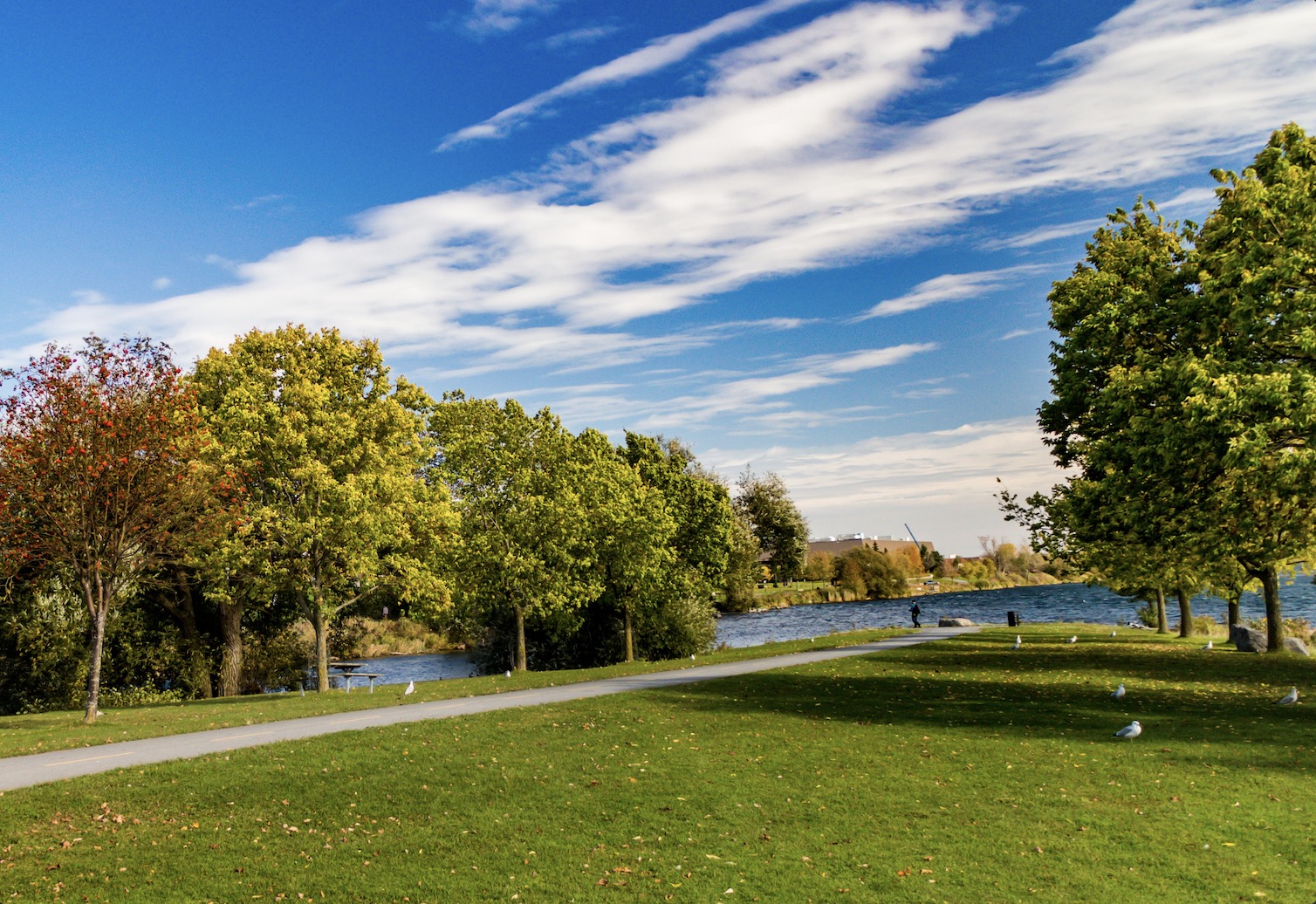 Cornwall waterfront park path along the river